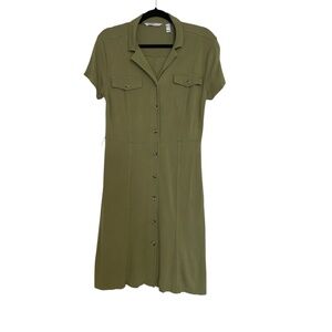 Isaac Mizrahi Live! Camp shirt dress, size small, green tea